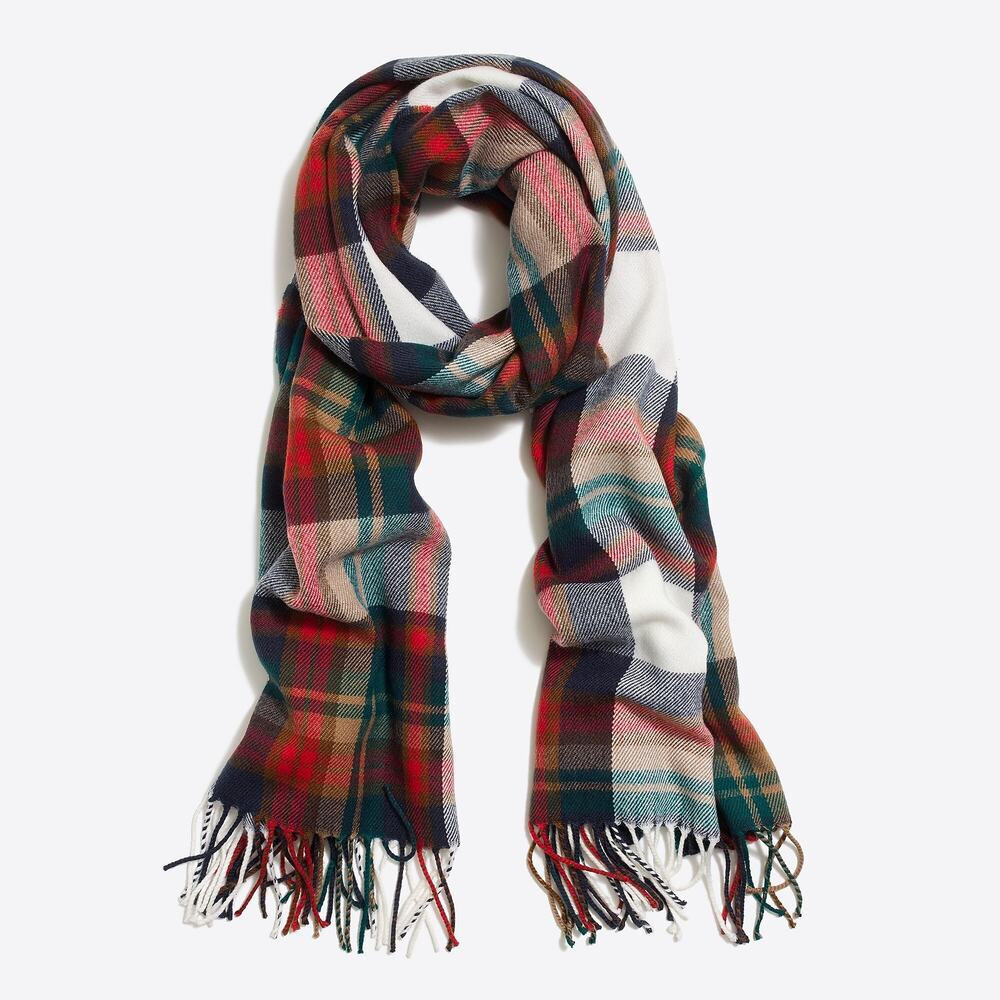 J. Crew White Juniper Plaid Classic scarf, fall, winter, cozy, unisex, casual